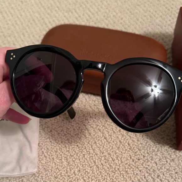 Illesteva Leonard ll Black Round Frame Sunglasses
